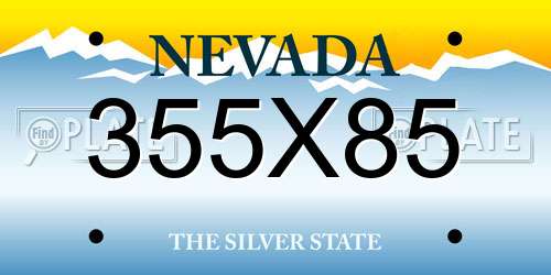 355X85 Nevada License Plate
