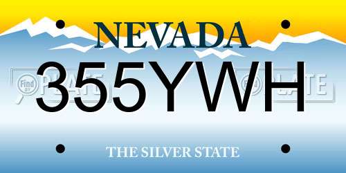 355YWH Nevada License Plate