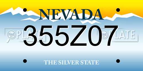 355Z07 Nevada License Plate