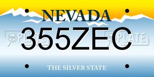 355ZEC Nevada License Plate