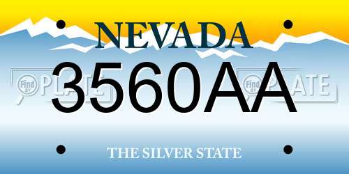3560AA Nevada License Plate