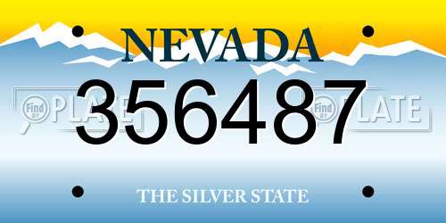 356487 Nevada License Plate