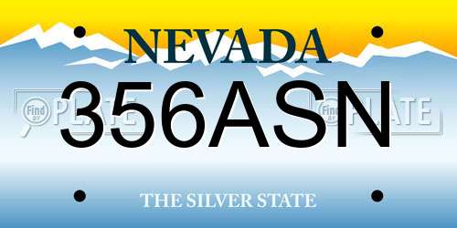 356ASN Nevada License Plate