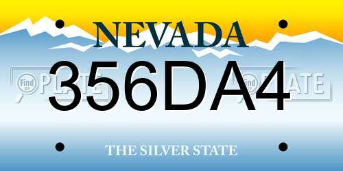 356DA4 Nevada License Plate