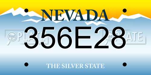356E28 Nevada License Plate