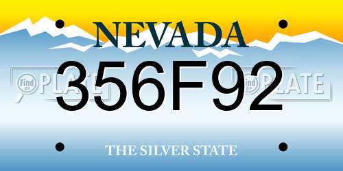 356F92 Nevada License Plate