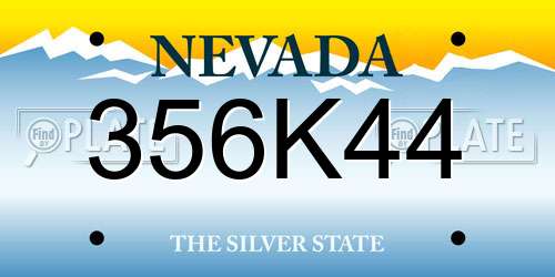 356K44 Nevada License Plate