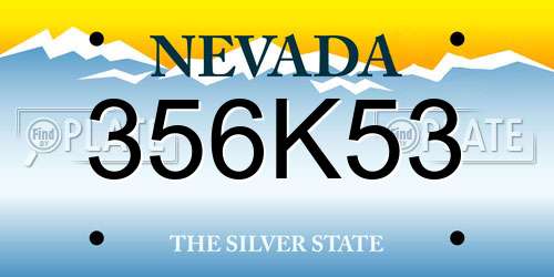 356K53 Nevada License Plate