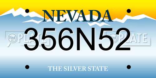 356N52 Nevada License Plate