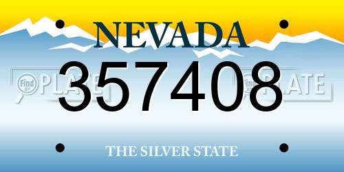 357408 Nevada License Plate