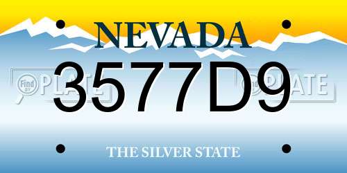 3577D9 Nevada License Plate