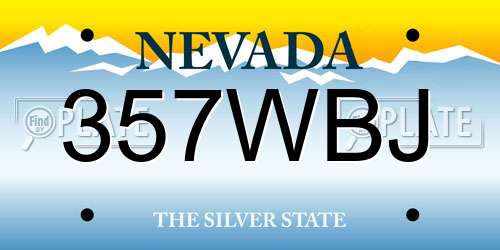 357WBJ Nevada License Plate