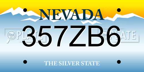357ZB6 Nevada License Plate