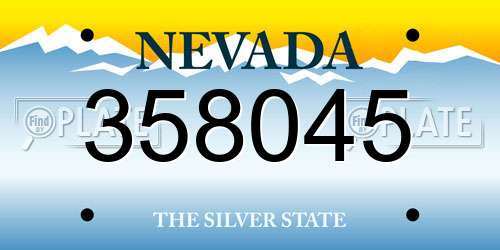 358045 Nevada License Plate