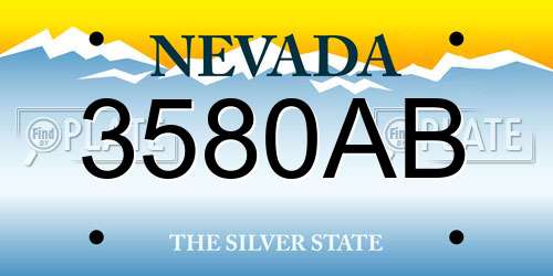3580AB Nevada License Plate