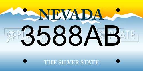 3588AB Nevada License Plate