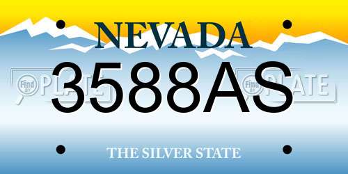 3588AS Nevada License Plate