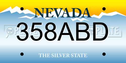 358ABD Nevada License Plate
