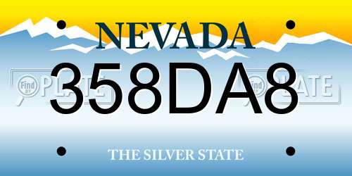 358DA8 Nevada License Plate