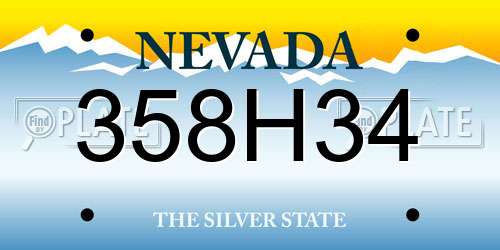 358H34 Nevada License Plate