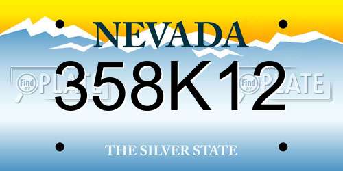 358K12 Nevada License Plate