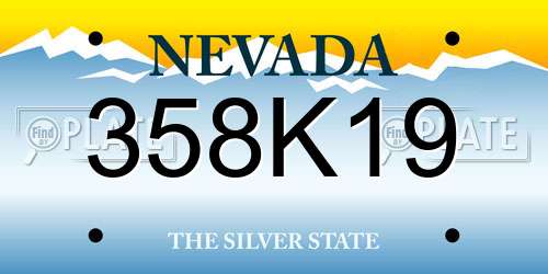 358K19 Nevada License Plate
