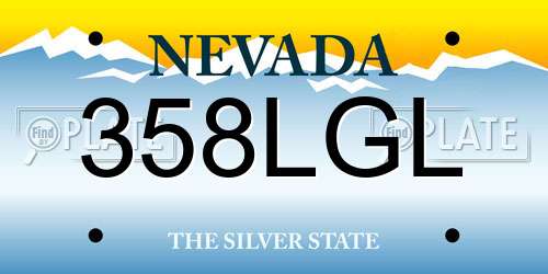 358LGL Nevada License Plate