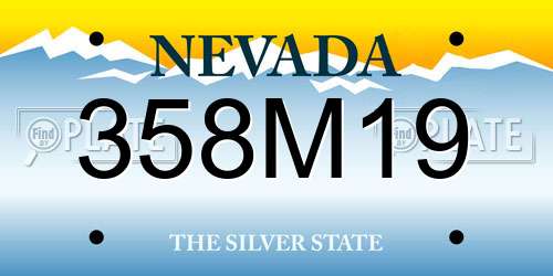 358M19 Nevada License Plate