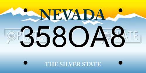 358OA8 Nevada License Plate