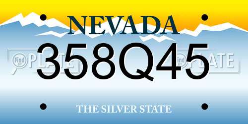 358Q45 Nevada License Plate
