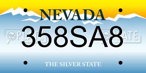 358SA8 Nevada License Plate
