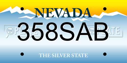 358SAB Nevada License Plate