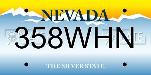 358WHN Nevada License Plate