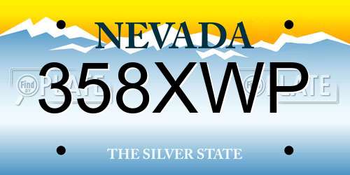 358XWP Nevada License Plate