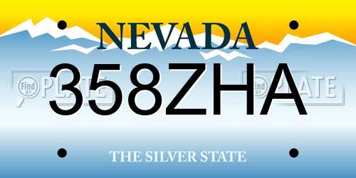 358ZHA Nevada License Plate