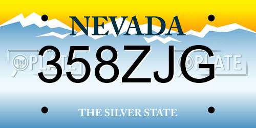 358ZJG Nevada License Plate