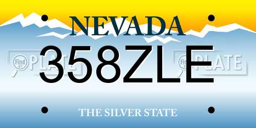 358ZLE Nevada License Plate