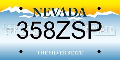 358ZSP Nevada License Plate
