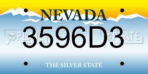 3596D3 Nevada License Plate