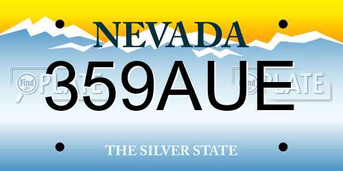 359AUE Nevada License Plate