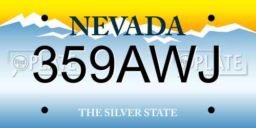 359AWJ Nevada License Plate