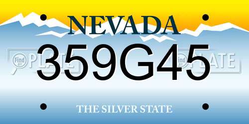 359G45 Nevada License Plate