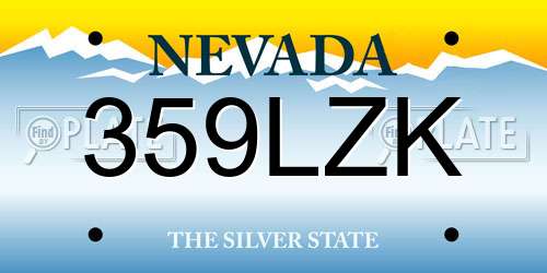 359LZK Nevada License Plate
