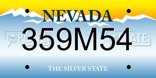 359M54 Nevada License Plate