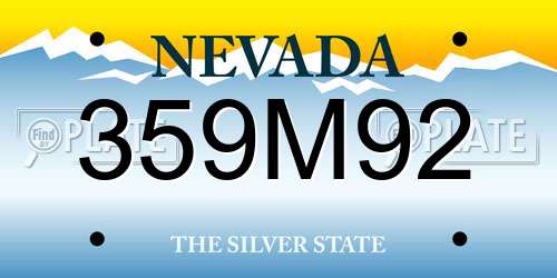 359M92 Nevada License Plate