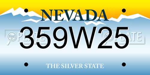 359W25 Nevada License Plate