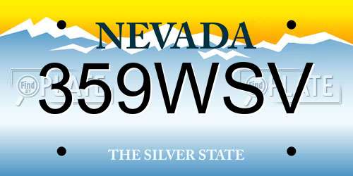 359WSV Nevada License Plate