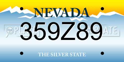 359Z89 Nevada License Plate