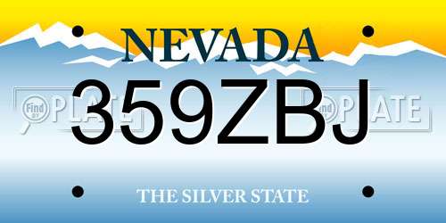 359ZBJ Nevada License Plate