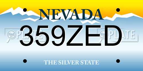 359ZED Nevada License Plate